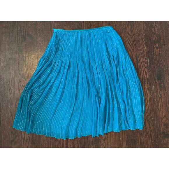 Vintage Spenser Jeremy 100% Silk Blue Sparkly Fairy Midi Skirt Size 6 - Picture 2 of 7